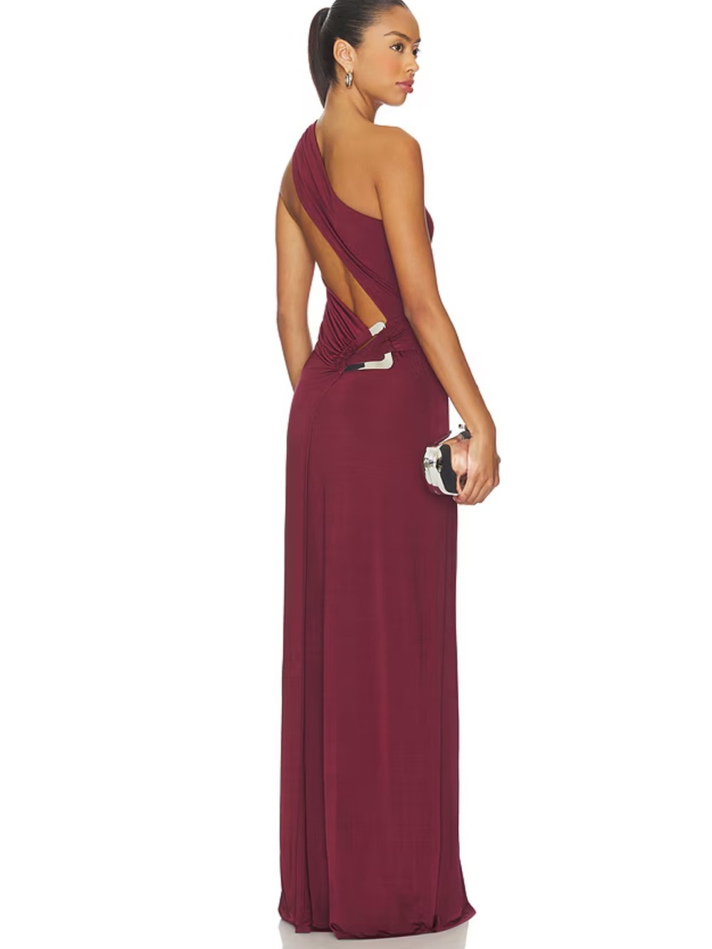 Lovers + Friends Elizabeth Gown Wine One-Shoulder Burgundy dress Revolve XS